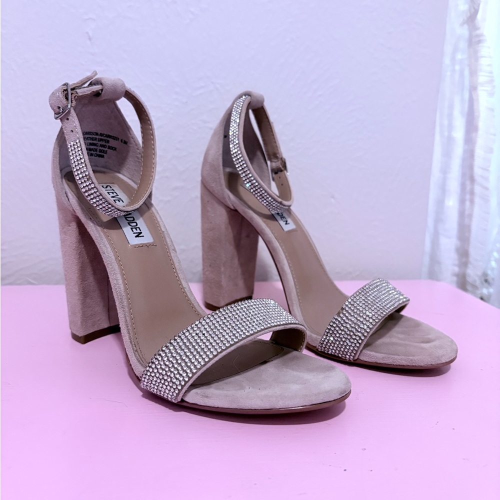 Steve Madden Beige and Silver Heeled Sandals
